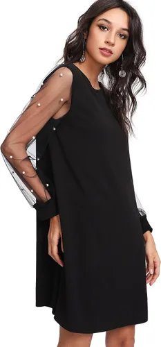 Vista 3 de DIDK - Vestido estilo túnica de manga larga de malla para mujer