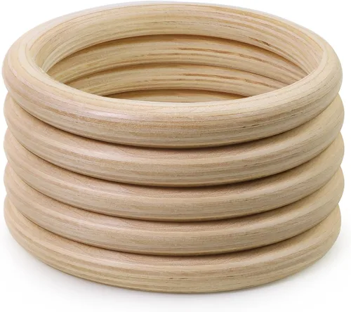 Vista 25 de FoDau770 5 anillos de madera de haya natural, anillos de madera maciza sin terminar, círculos de madera resistente, círculos de macramé