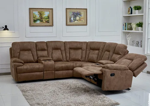 Vista 4 de Betsy Furniture Sofá de sala de estar seccional reclinable de microfibra grande en Latte 8038