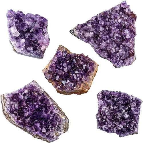 Vista 4 de TUMBEELLUWA 5.29-7.05 oz de cristal de amatista natural para decoración del hogar, figura de piedra de cuarzo de geoda drusa cruda para meditación