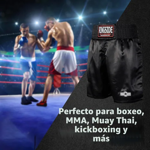 Vista 5 de Ringside Pro-Style Boxing Trunks, Satin Shorts for Men and Women, Ideal for Boxing, MMA, Muay Thai Negro