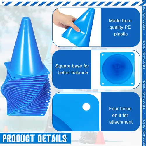 Vista 3 de Syhood - Paquete de 30 conos de tráfico de plástico de 7 pulgadas para entrenamiento deportivo, agilidad, mini conos para fútbol, patinaje, fútbol