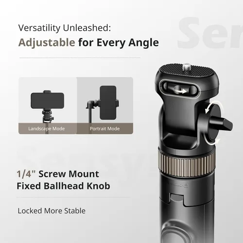 Vista 4 de Sensyne Trípode extensible de 72" para iPhone y Selfie Stick con soporte de teléfono desmontable y control remoto inalámbrico, compatible con todos