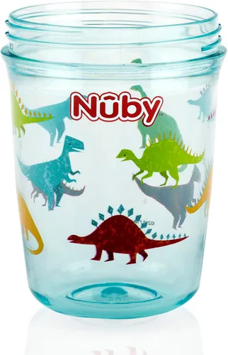 Vista 4 de Nuby Tritan - Taza estampada con asa doble con popote con 360 hilos, sin derrames, los colores pueden variar