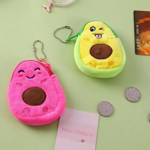 Vista 4 de Monederos de felpa a la moda para niños pequeños monederos de peluche de aguacate lindo bolso de mano para mujeres niños y niñas mini bolso de mano