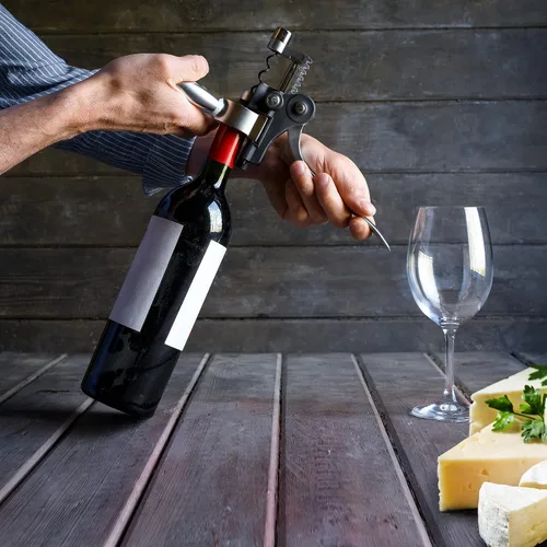Vista 9 de Juego de sacacorchos para abrebotellas de vino – Luxiluxy [2023 actualizado, no se rompe!] Incluye cortador de aluminio, tapón de botella, soporte