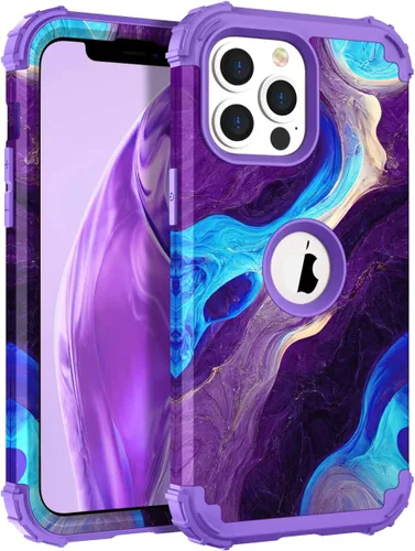 Vista 30 de Hocase Funda para iPhone SE 2022/2020, resistente a prueba de golpes, de plástico duro+goma de silicona, funda protectora híbrida para iPhone SE