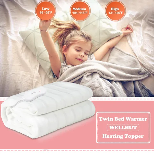 Vista 6 de WELLHUT Calentador de mesa de masaje, protector de colchón térmico con 3 ajustes de calor, protección contra sobrecalentamiento, calentador de cama