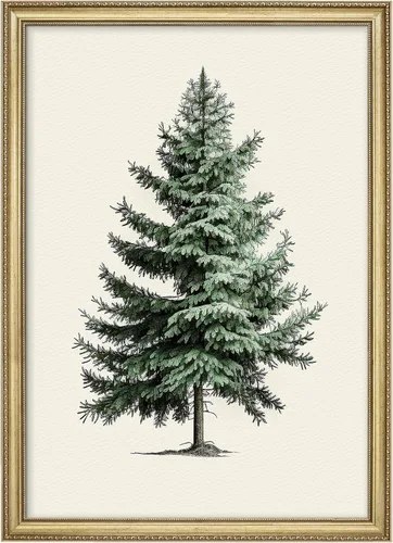 Vista 252 de MUDECOR Lienzo enmarcado prémium para pared, pinos nevados en bosque de invierno, ilustraciones modernas, arte contemporáneo, escénico, divertido