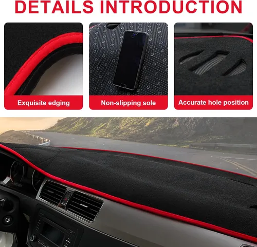 Vista 2 de Fundas de tablero para Dodge Journey 2011-2020, sin olor, alfombrilla antideslizante para salpicadero, cubiertas interiores, color rojo
