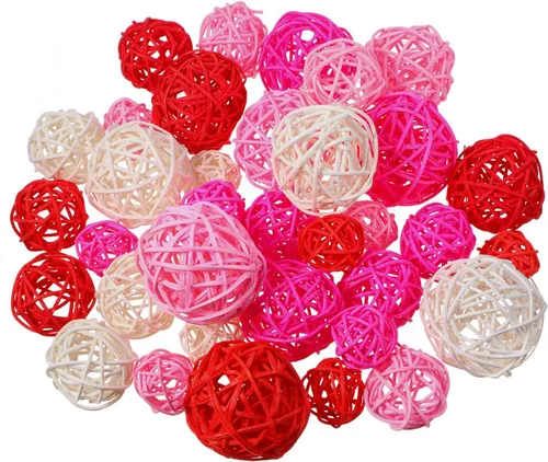 Vista 15 de Patelai 36 Piezas Bolas de Mimbre de Ratán Bolas Decorativas para Jarrón Centro de Mesa Cuencos Esferas de Relleno para Decoración del Hogar, 4 Boho