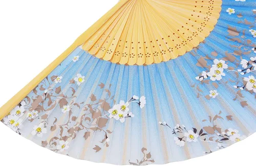 Vista 5 de Abanico plegable de bolsillo de Amajiji, hecho a mano, de seda, de 8.27′, elegante y moderno