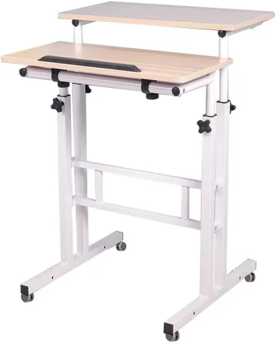 Vista 11 de Soges - Escritorio ajustable para computadora con ruedas, color negro
