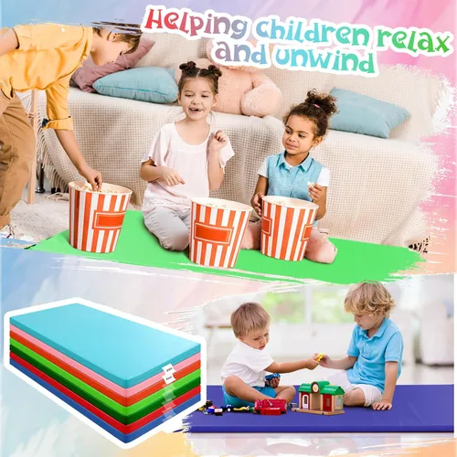 Vista 6 de Geetery Tapete de descanso para niños, 7 piezas, portátil, sin ensamblar, para preescolar, con soporte para etiqueta de nombre, para guardería