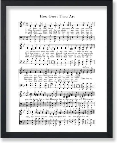 Vista 15 de Poster Master Póster de partitura de música vintage, impresión de himno retro, regalo para músico, amigo, "How Great Thou Art, himno, verso