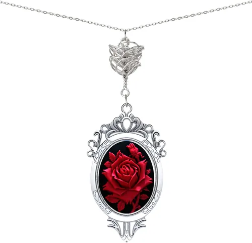 Vista 10 de Yspace 3d alambre metal rosa encantos colgante hecho a mano camafeo collar