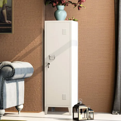 Vista 12 de MIOCASA Armario de metal con puerta, mesita de noche de metal para dormitorio, oficina, habitación de los niños (22.44 pulgadas de alto)