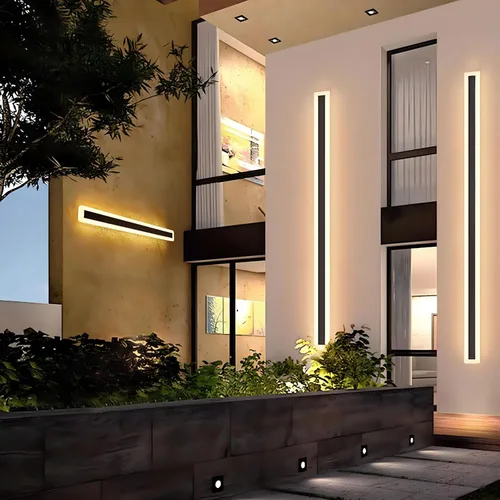 Vista 9 de Paquete de 2 lámparas LED modernas de pared de 23.6 pulgadas de largo, 18 W, impermeable, IP65, blanco cálido, 110 V, lámpara de pared rectangular