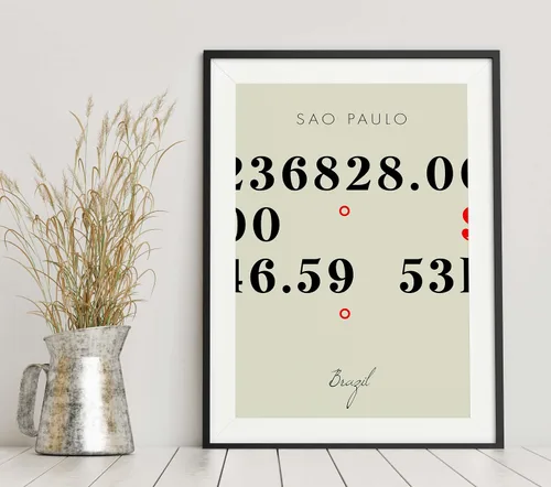 Vista 6 de Mapa de Sao Paulo, Brasil, Coordenadas Multilíneas de Colores (18x24)