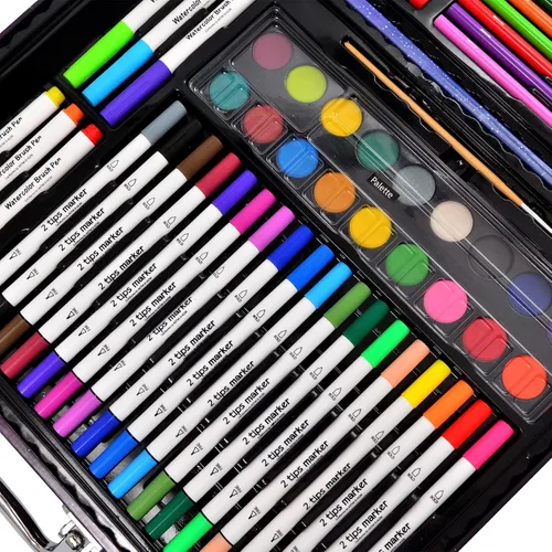 Vista 8 de Darnassus Juego de arte de 132 piezas, juego de colores profesionales de lujo, caja de regalo, juego de arte, manualidades, dibujo, pintura, kit