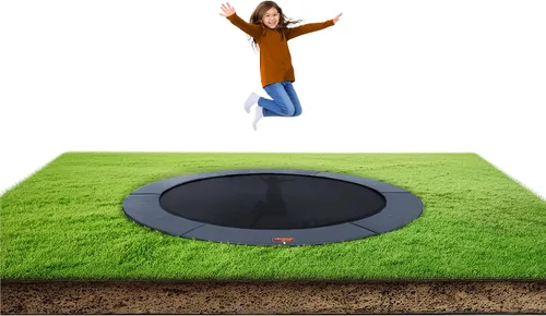 Vista 9 de Avyna Trampolín redondo en el suelo de alta calidad, 15 pies, 14 pies y 12 pies - Trampolín al aire libre para niños y adultos con características