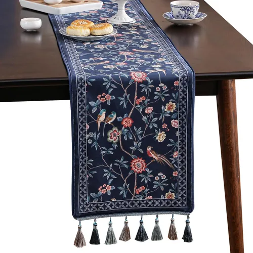 Vista 14 de patdrea Camino de mesa de terciopelo francés estilo granja para decoración del hogar, cocina, comedor, fiestas, cenas familiares, boda 12"*63