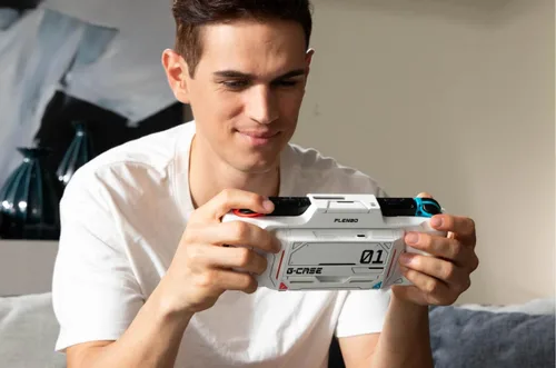 Vista 6 de Plenbo G-case Grip - Funda de cargador para Nintendo Switch y OLED - versión BT5.0 - Funda de juegos todo en uno con batería modular, empuñaduras