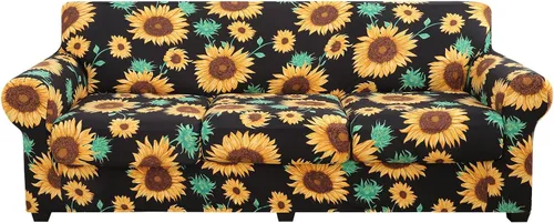 Vista 22 de hyha Funda para sofá, fundas para sofá biplaza, diseño floral, elásticas, estampadas, 3 piezas, fundas para sofá de 2 cojines separados, protector