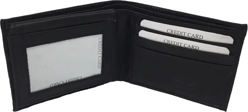Vista 3 de Mexico El Chapo Guzman - Cartera minimalista de piel auténtica plegable para adultos, con 6 bolsillos y diseño único con cierre de solapa, Negro
