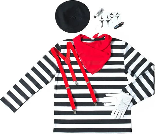 Vista 2 de Mime - Conjunto de disfraz para mujer con kit de maquillaje