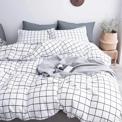 Vista 17 de Nanko Juego de Funda de Edredón de Cuadrícula Individual, 2 Piezas 1200 TC Microfibra de Lujo Funda de Edredón de Plumón con Cierre de Cremallera