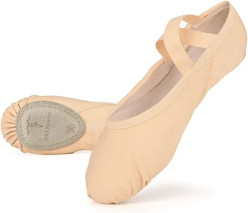 Vista 3 de Zapatos de ballet para mujeres y niñas, zapatos de ballet para mujer, zapatos de baile de lona, zapatos tipo ballet zapatos de yoga.