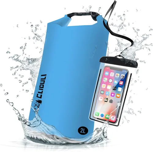 Vista 26 de Bolso impermeable y flotante de Cliduli, mochila impermeable enrollable azul pequeña de 2L/5L/10L/20L/30L/40L, bolsas flotantes ligeras para kayak