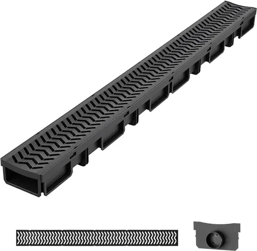 Vista 18 de VEVOR Sistema de Drenaje de Trinchera Paquete de 3, Drenaje de Canal con Rejilla de Plástico 5.7 x 3.1 pulgadas Zanja de Drenaje HDPE, Vía de Agua