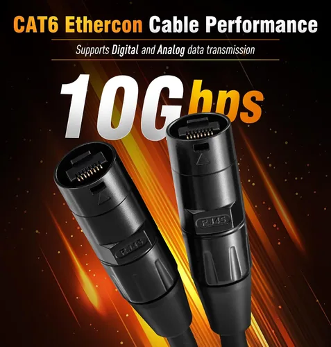 Vista 2 de Jamesin Cable Ethercon blindado CAT6, 15 pies, con Rj45 con arranque, Ethernet de bloqueo táctico y conectores Converta-Shell, para configuraciones