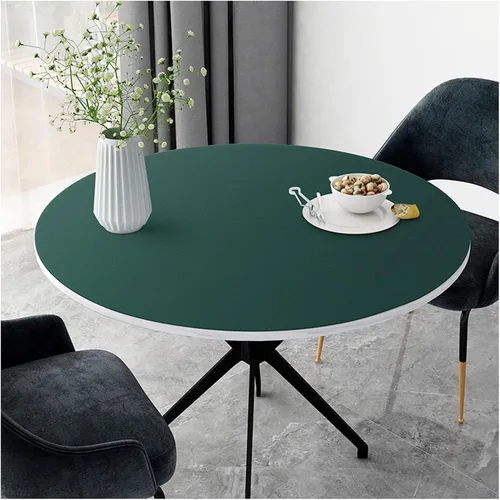 Vista 8 de Mantel redondo de cuero lavable, mantel de piel sintética impermeable para mesas redondas, protector de mesa redondo de vinilo grande para mesa