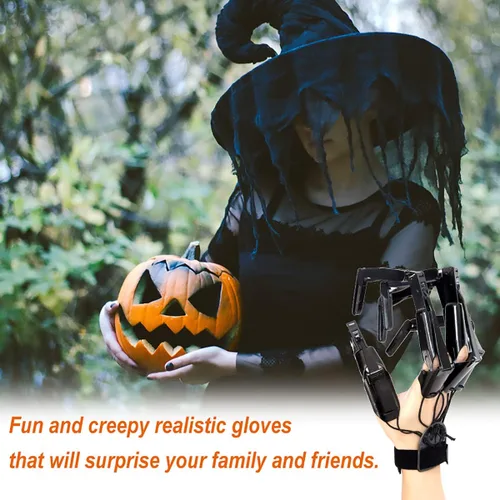 Vista 8 de Guantes de Halloween: dedos de calavera articulados garras del diablo para cosplay, manos fantasmas, ajuste para todos los dedos, flexibles