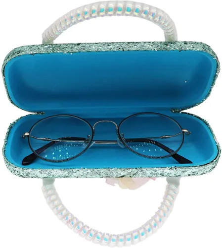 Vista 6 de Estuche para gafas con holograma para mujeres, niños, niñas, niños, estuche para gafas, holograma deslumbrante, brillante, carcasa rígida con asa