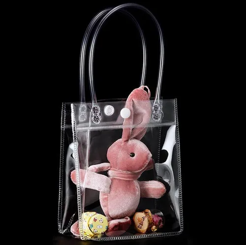 Vista 5 de Tergy 50 bolsas de regalo de plástico con asa reutilizables de PVC, bolsas de regalo para despedida de soltera, dama de honor, boda, cumpleaños
