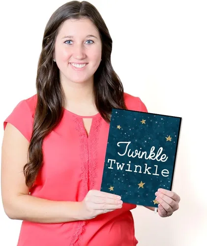 Vista 6 de Big Dot of Happiness Twinkle Twinkle Little Star - Arte de pared para cuarto de bebé niño y decoración de habitación de niños, ideas de regalo, 7.5