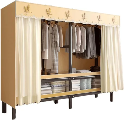 Vista 21 de Armarios grandes plegables de 0.984 in/1 pulgada de tubo de acero para ropa, estantes de almacenamiento para dormitorio, armario grande portátil