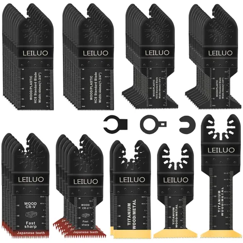 Vista 11 de LEILUO 15 hojas de sierra oscilantes, dientes japoneses, multiherramienta, corte rápido, cuchillas oscilantes extralargas de madera, compatibles