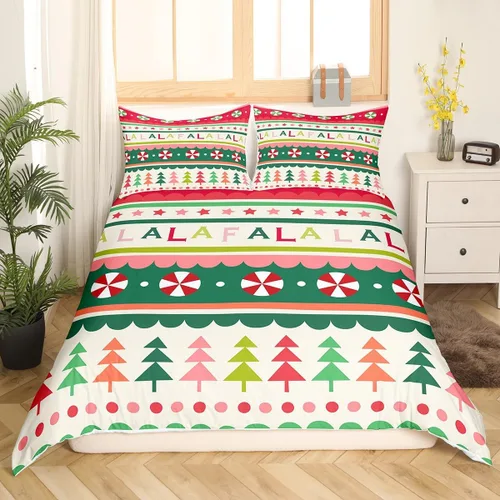 Vista 34 de Juego de ropa de cama de Feliz Navidad, funda de edredón azul con árbol de Navidad para niñas y niños, elegante funda de edredón de copo de nieve