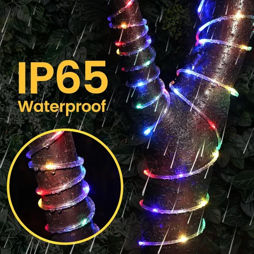 Vista 4 de Cuerda de luces LED de 100 pies, 720 luces LED impermeables conectables de Navidad para interiores y exteriores, cubierta, piscina, paisaje, fondo