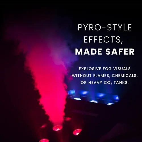 Vista 4 de CHAUVET DJ Sistema de ráfaga vertical Geyser P7 Salida de estilo pirotécnico sin fuego ni CO2 Zonas LED duales con mezcla UV RGBA DMX