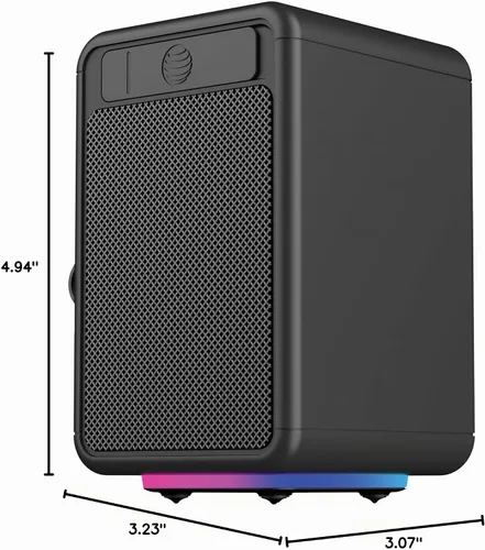 Vista 8 de AT&T Essentials - Altavoz Bluetooth retro de 15 W, IPX6 impermeable, Bluetooth 5.3, modos de luz LED, control de graves y agudos, batería de 12