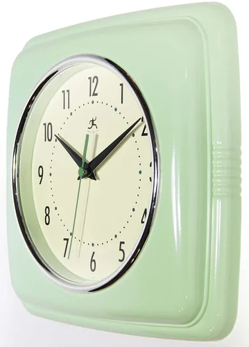 Vista 2 de Infinity Instruments Reloj de pared retro, reloj cuadrado de 9 pulgadas, silencioso sin tictac, moderno de mediados de siglo, reloj de cocina, reloj