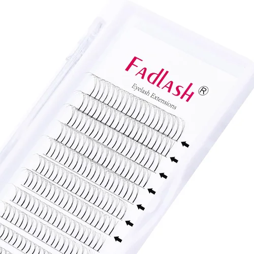 Vista 38 de FADLASH Extensiones de pestañas postizas en abanico con base puntiaguda 10D, extensiones de pestañas postizas de tallo medio, extensiones