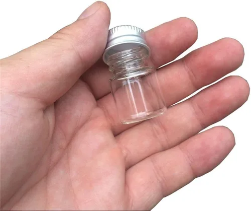 Vista 3 de Mini botellas de vidrio de 0.2 fl oz con tapa de aluminio vacías pequeñas botellas de deseos frascos de vidrio 24 piezas (24, 0.2 fl oz)