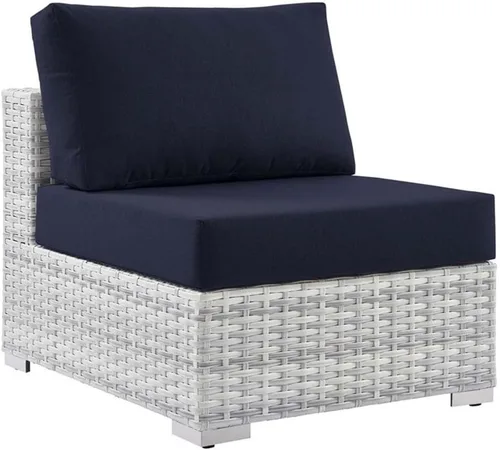 Vista 30 de Modway Convene - Otomana rectangular de mimbre para patio al aire libre, color gris claro